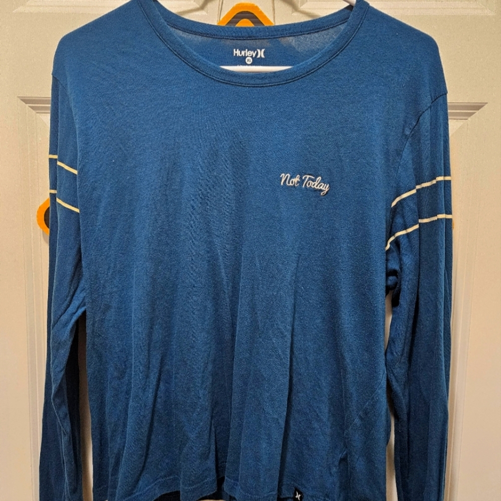 Women’s Hurley long sleeve crop top t shirt Not Today embroidery XL